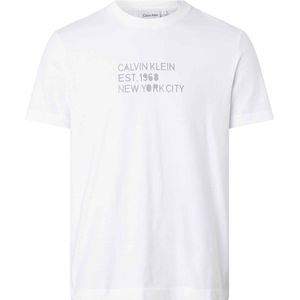 Calvin Klein Mixed Print Stencil Logo Short Sleeve T-shirt Wit M Man
