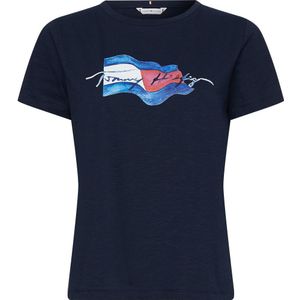 Tommy Hilfiger Regular Motion Flag Short Sleeve T-shirt Blauw M Vrouw