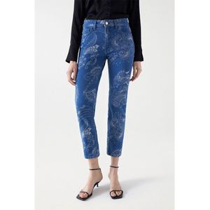 Salsa Jeans Destiny Jacquard Cropped Flare Pants Blauw 29 Vrouw