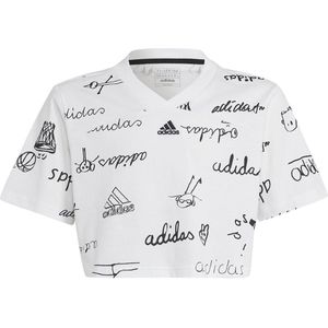 Adidas Brand Love Cropped Short Sleeve T-shirt Wit 11-12 Years Meisje