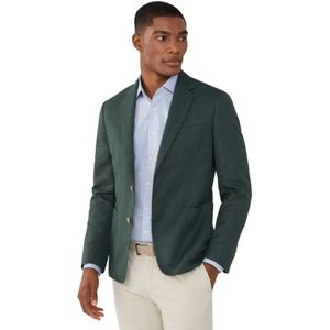 Hackett Londonvoor mannen. HM443337 Groene HBone blazer (38/32), Casual, Vlas, Klassiek, Lange mouwen