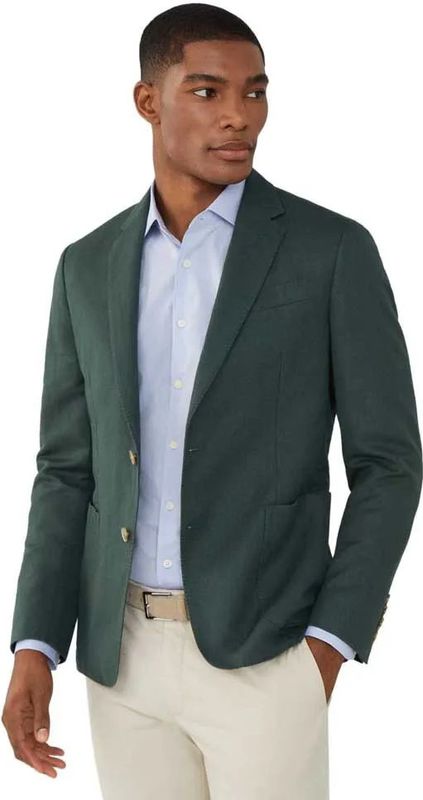 Hackett Londonvoor mannen. HM443337 Groene HBone blazer (38/32), Casual, Vlas, Klassiek, Lange mouwen