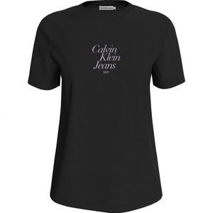 Calvin Klein Jeans Font Graphic Short Sleeve T-shirt Zwart XS Vrouw