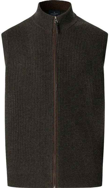Hackett Londonvoor mannen. HM7000056 Ribvest met rits groen (L), Casual, Wol