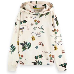 Scotch & Soda Aop Relaxed Fit Hoodie Beige M Vrouw