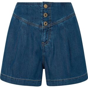 Pepe Jeans Stella Pleat 1/4 Denim Shorts Blauw 31 Vrouw
