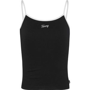 Tommy Jeans Slim Script Binding Sleeveless T-shirt Zwart S Vrouw