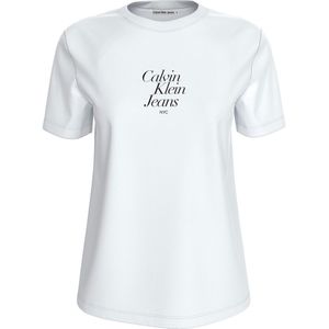 Calvin Klein Jeans Font Graphic Short Sleeve T-shirt Wit L Vrouw