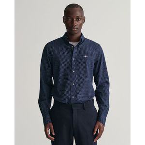 Gant Reg Micro Print Long Sleeve Shirt Blauw 2XL Man