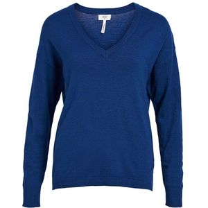 Object Thess Long Sleeve V Neck Sweater Blauw M Vrouw