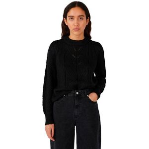 Object Nova Stella Ribbed Neck Sweater Zwart XS Vrouw