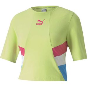 Puma Select Tfs Retro Crop 3/4 Sleeve T-shirt Groen M Vrouw