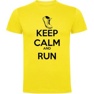 Kruskis Keep Calm And Run Short Sleeve T-shirt Geel M Man