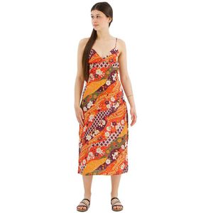 Superdry Printed Slip Sleveless Long Dress Oranje L Vrouw