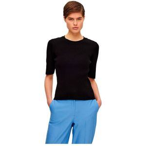 Selected Mala 2/4 Short Sleeve T-shirt Zwart L Vrouw