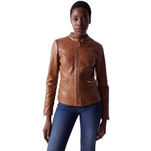 Salsa Jeans Basic Faux Leather Jacket Bruin XS Vrouw