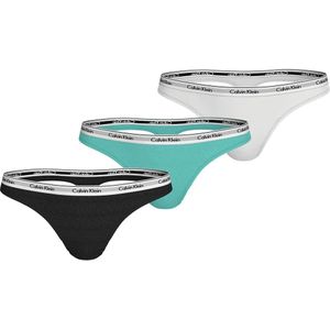 Calvin Klein - Dames String - 3-Pack - Katoen - Zwart/Wit/Grijs