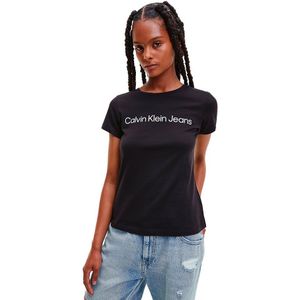 Calvin Klein Jeans Core Institutional Logo Slim Fit Short Sleeve T-shirt Zwart 2XL Vrouw