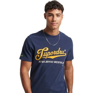 Superdry - M1011474A Vintage Scripted College T-shirt - Marineblauw - Katoen - Korte Mouwen