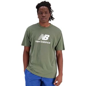 New Balance Essentials Stacked Logo Cotton Short Sleeve T-shirt Groen S Man