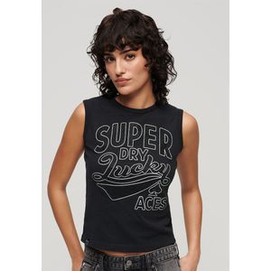 Superdry Retro Embellished Sleeveless T-shirt Zwart XS Vrouw