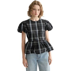 Scotch & Soda Cap Taffeta Peplum Blouse Met Korte Mouwen