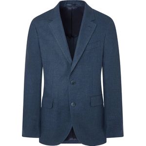 Hackett Londonvoor mannen. HM443317 Marine Linnen Delave blazer (38/32), Casual, Vlas, Klassiek, Marineblauw