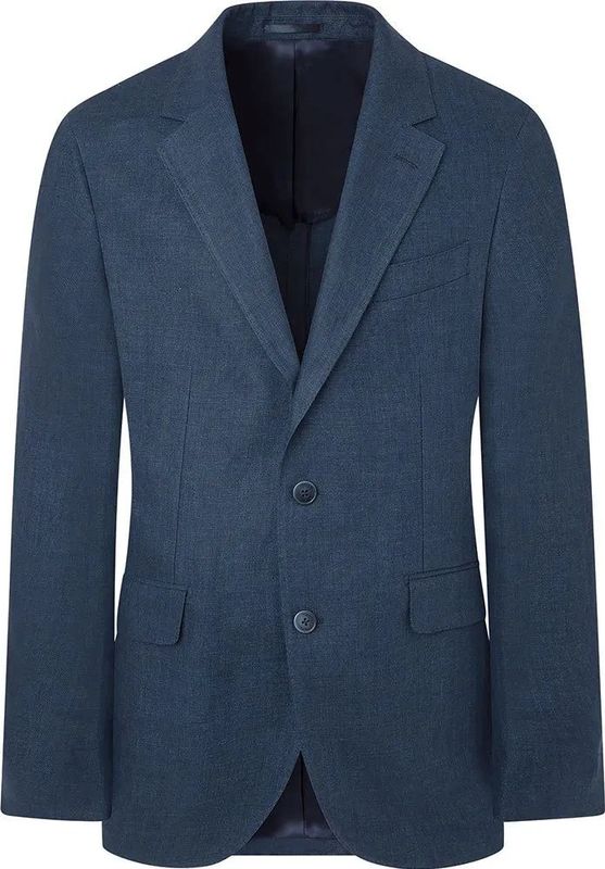 Hackett Londonvoor mannen. HM443317 Marine Linnen Delave blazer (38/32), Casual, Vlas, Klassiek, Marineblauw