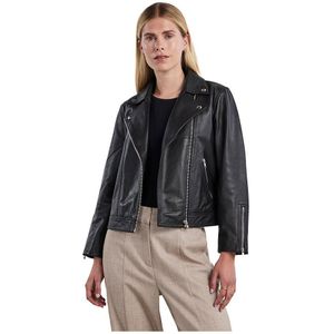 Yas Phil Leather Jacket Zwart L Vrouw