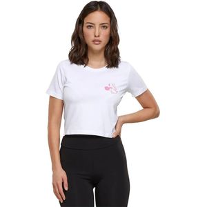 Merchcode - Minnie Mouse Wink - Sportshirt - Fuchsia/Wit - Jersey, Ronde Hals, Kwartmouw