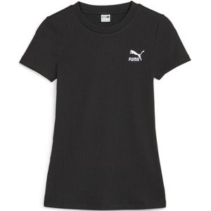 Puma Select Classics Ribbed Slim Fit Short Sleeve T-shirt Zwart XS Vrouw