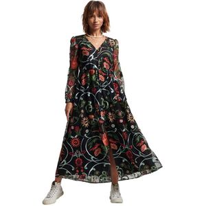 Superdry Vintage Woven Maxi Long Sleeve Long Dress Refurbished Zwart S Vrouw