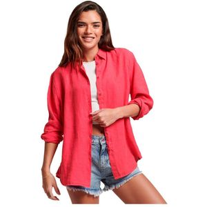 Superdry Studios Casual Linen Long Sleeve Shirt Roze L Vrouw