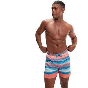 Speedo - Heren Placement Leisure 16 - Watershort - Pumpkin Spice, Fandango Pink, Pool, Pale Tan, White - Peach Poly Stof