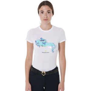 Equestro Interference Jump Cotton Short Sleeve T-shirt Wit S Vrouw