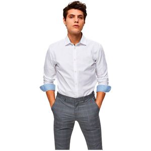 Selected Slim New Mark Long Sleeve Shirt Wit 3XL Man