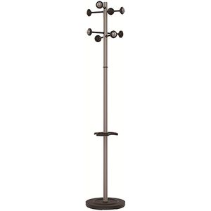 Unilux Standing Coat Compueil Metal 8 Hangers With Umbrella Stand And Drip Tray Gray Rotating Head Grijs