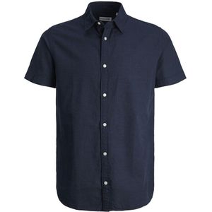 Jack & Jones Linen Short Sleeve Shirt Blauw XS Man