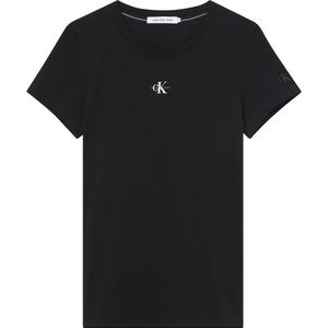 Calvin Klein Jeans Micro Monologo Slim Fit Short Sleeve T-shirt Zwart S Vrouw