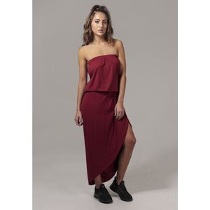 Urban Classics - Bandeau Midi Asymmetric Lange jurk - M - Rood