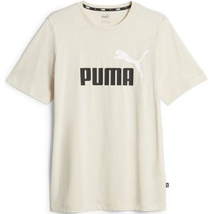 Puma Ess+ 2 Col Logo Short Sleeve T-shirt Beige S Man