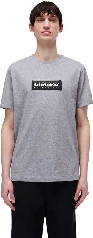 Napapijri - Box Logo SS - T-Shirt - Medium Grey Melange - Katoen