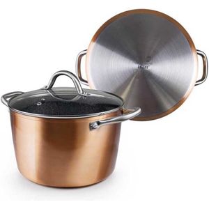 Ibili Natura Copper Hoge Kookpot - 24cm: Luxe antikleef Marmite voor gezond en vetvrij bakken