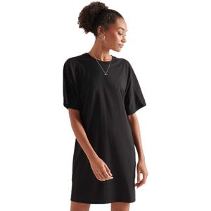 Superdry Cotton Modal Short Dress Zwart S Vrouw
