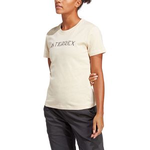 Adidas Logo Short Sleeve T-shirt Beige L Vrouw
