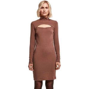 Urban Classics Stretch Cut-out Long Sleeve Short Dress Bruin 5XL Vrouw
