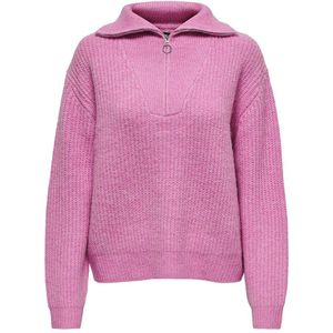 Only Baker Full Zip Sweater Roze M Vrouw