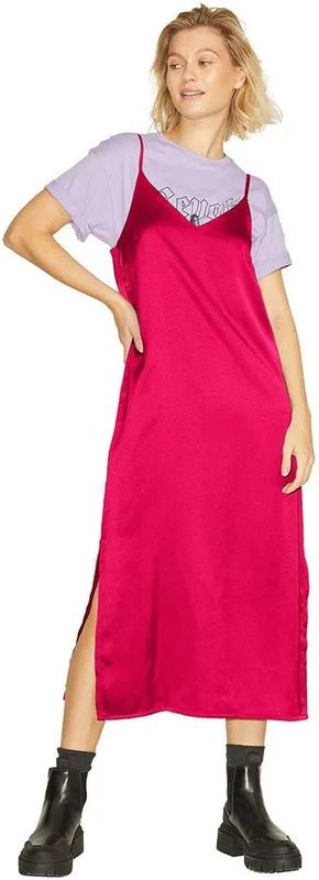 Jack & Jones - Cleo Satin - Mouwloze Midi-jurk - Zwart