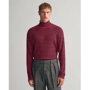 Gant Striped Rollneck High Neck Sweater Rood S Man