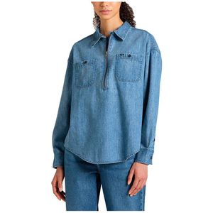 Lee Frontier Half Zip Long Sleeve Shirt Blauw M Vrouw